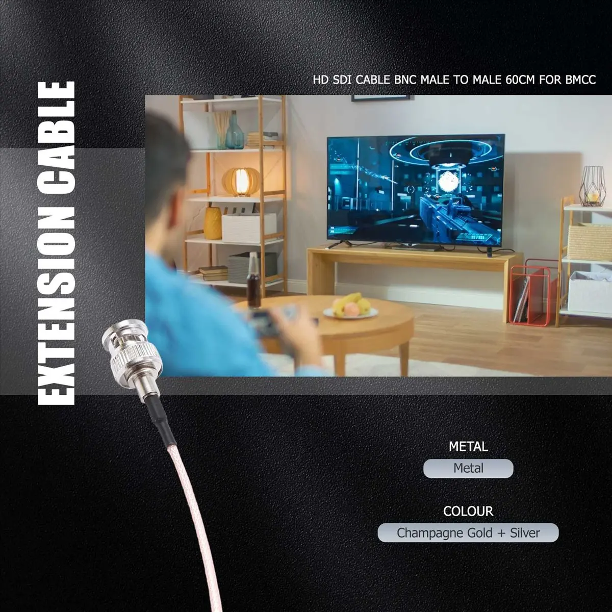 #37B LanParte HD-SDI HD SDI Video Cable Male HD SDI Extension Cable 60cm,LanParte HD-SDI HD SDI Video Cable,(Metal)