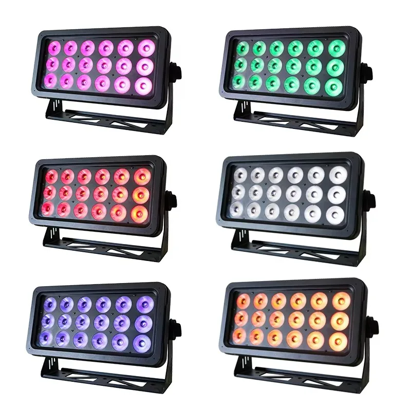 18x20W LED IP65 Luce di inondazione per esterni Illuminazione per DJ Luce da parete a LED impermeabile per hotel Paesaggio Giardini DJ Palcoscenico di nozze