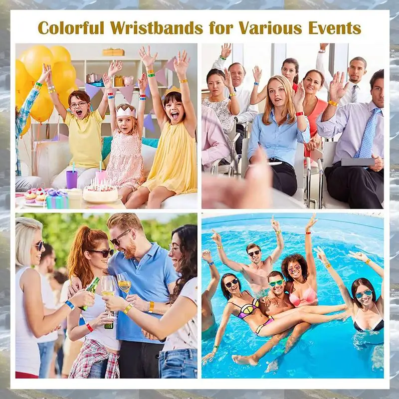 T82C Hot Sale-3000 PCS Neon Colored Wristbands For Events, Synthetic Paper Waterproof Lightweight Activity Identification Wristb
