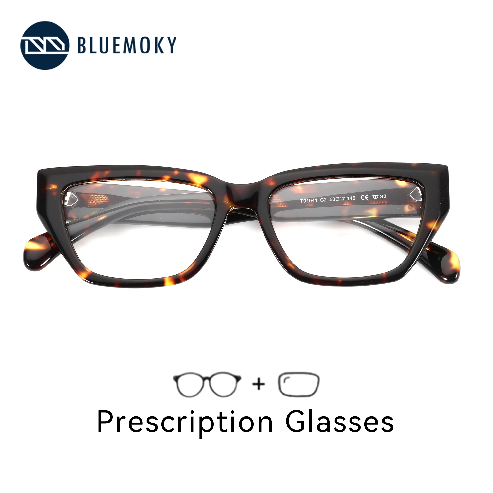 

BLUEMOKY S Size Cat Eye Custom Prescription Glasses For Women Acetate Anti Blue Light Myopia Optical Eyeglasses