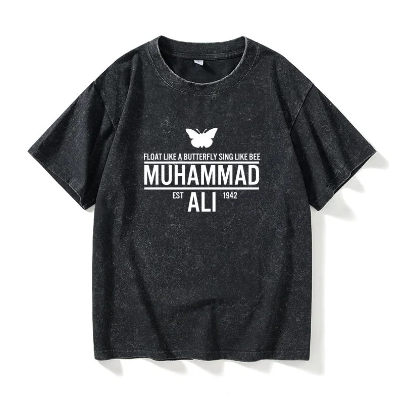 

Boxing Sport Muhammad Ali T-irt ort Sve round Ne Large Size ex Street Sle Cotton Summer Casual Loose Fit