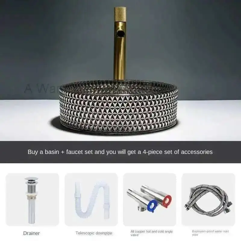 

Sinks Basin Bathroom Tempered Counter Round Glass Washing Sinks Light Luxury High-end Hotel Apartment Homestay Home Art Basin Q