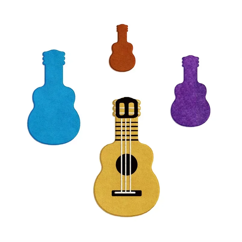 Four Specification Cartoon Rock Musical Classical Guitar,Plastic Mold,Cake Fondant Tools,Cookie and Sushi Fruits Cutters