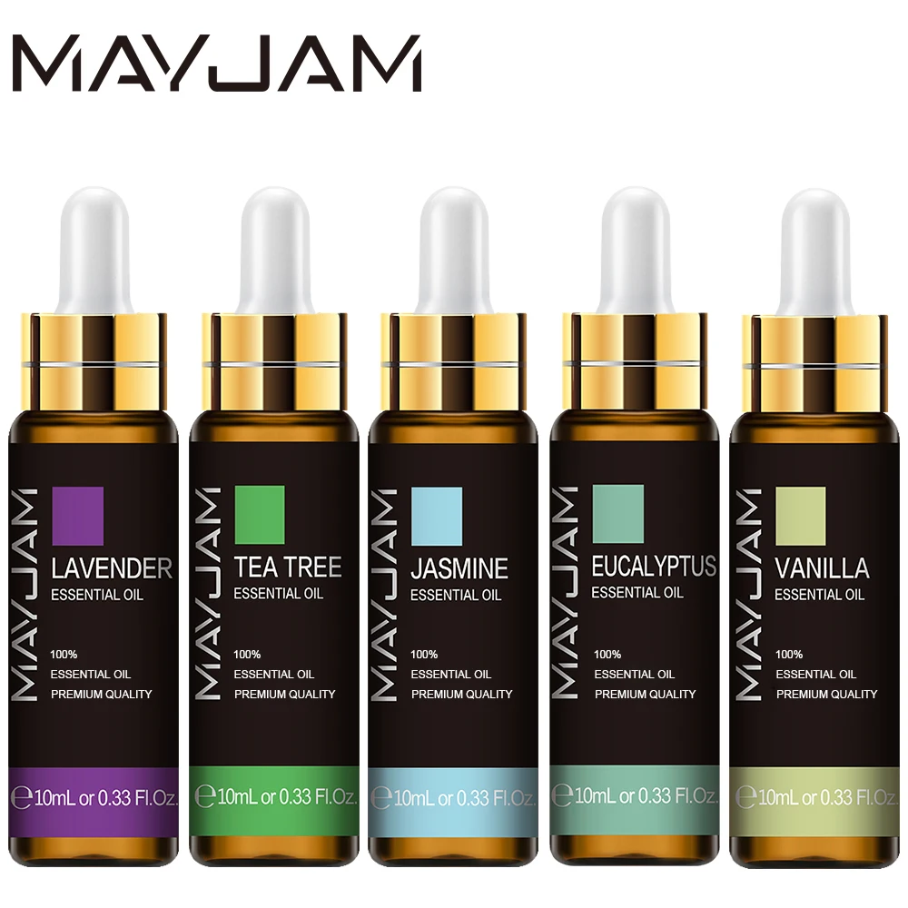 MAYJAM 5 Bottles Essential Oils For Humidifier Skin Care Rose Patchouli Ylang Ylang Lavender Lemon Fragrance Oil