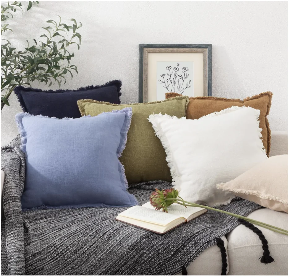 

Decor Throw Pillow Cover - Decorative Farmhouse 18x18 Inch Pillows Cover Linen Boho Cushion Cover for Bed Couch Sofa Outdoor
