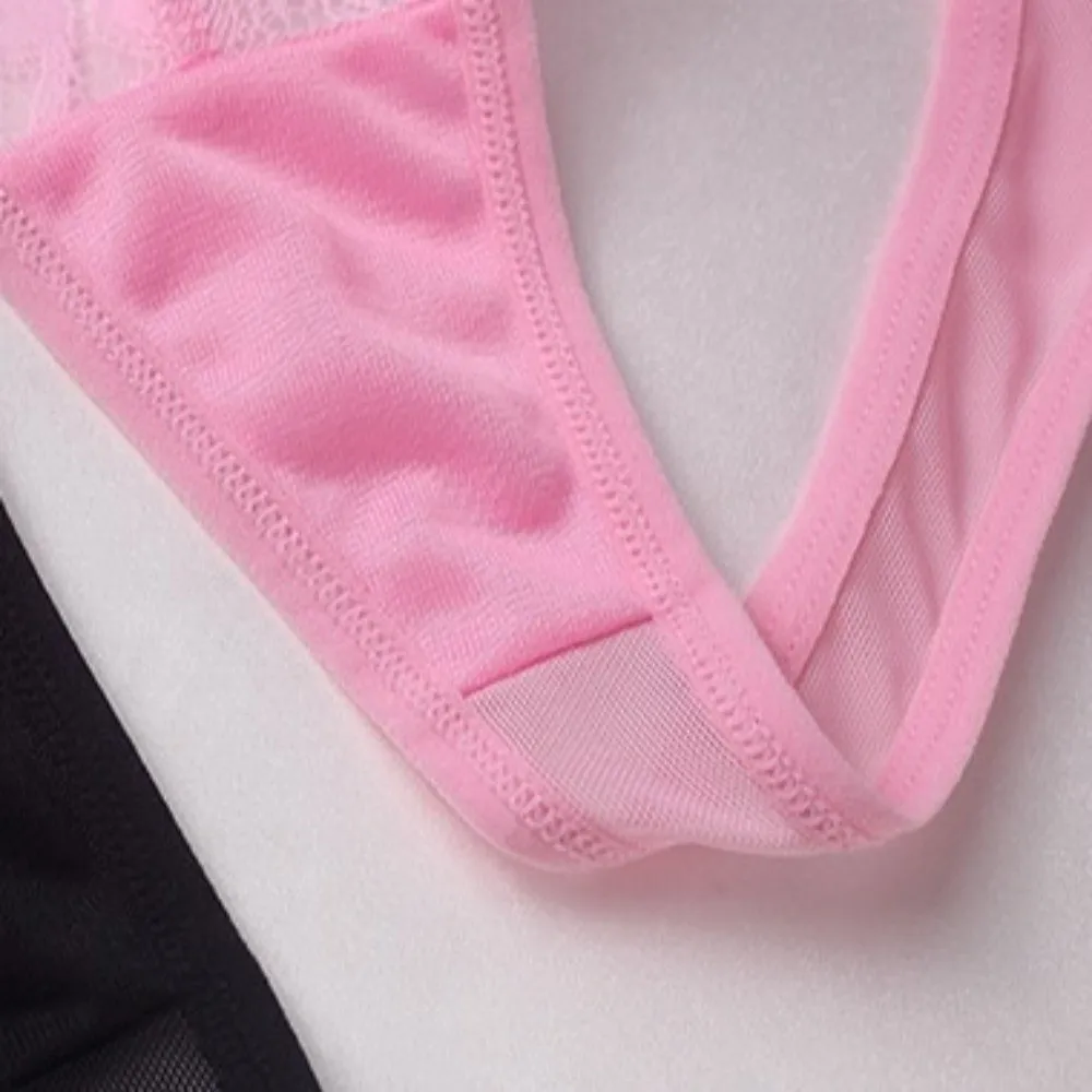 Atmungsaktive, tief sitzende Spitzenblumen-Tangas, nahtlose Unterhosen, Bikini-Slips, dünne Spitzen-T-Back-Höschen für den täglichen Gebrauch. – Detail 4