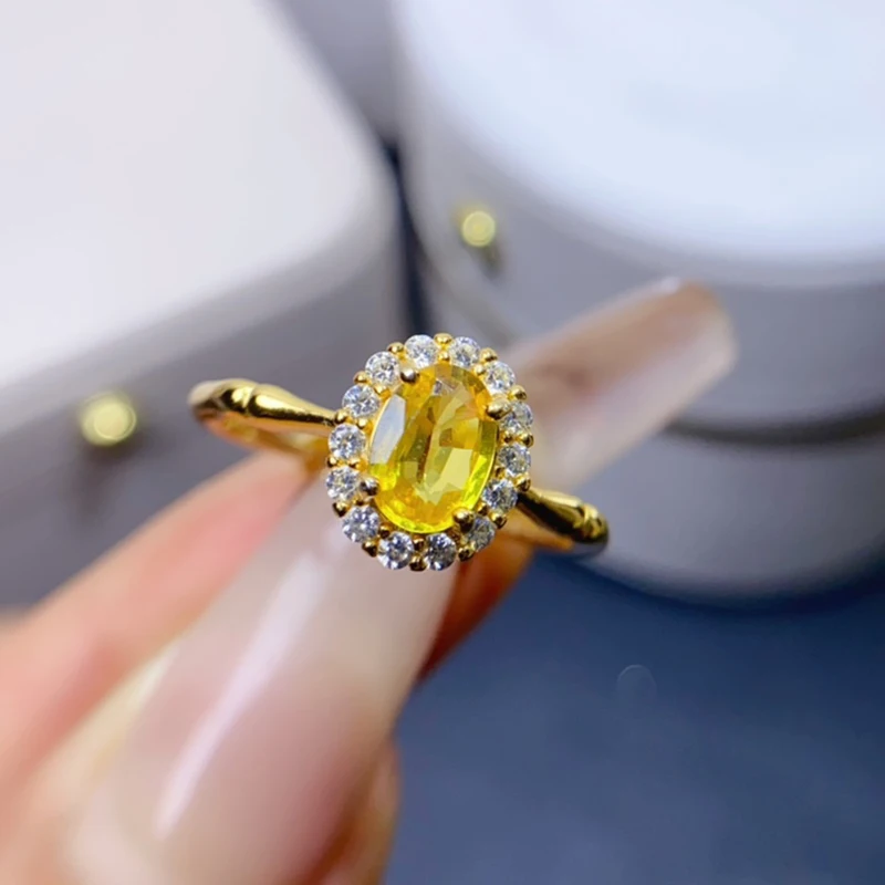 Natural Yellow Sapphire Rings for women silver 925 jewelry luxury gem stones 18k gold plated free shiping items