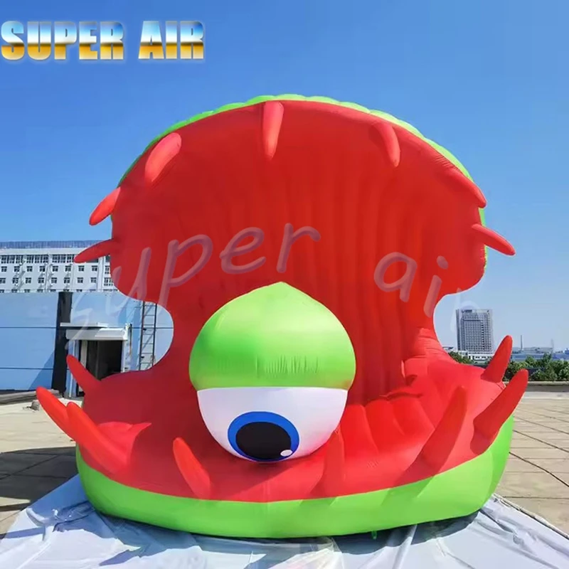 Monstruo inflable de boca grande con personaje de dibujos animados súper aire con globo ocular para fiesta de Halloween