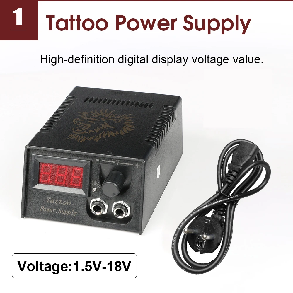 

Профессиональный источник питания для татуировки, обновленный ЖК-экран с кабелем питания в США/ЕС для роторных и катушек, принадлежности для татуировки