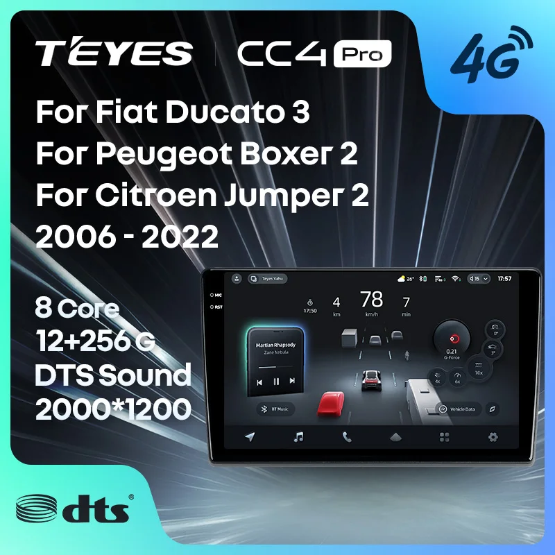 

TEYES CC4 PRO For Fiat Ducato 3 2006 - 2022 For Peugeot Boxer 2 2006 - 2022 For Citroen Jumper 2 2006 - 2022 CarPlay Auto 2DIN