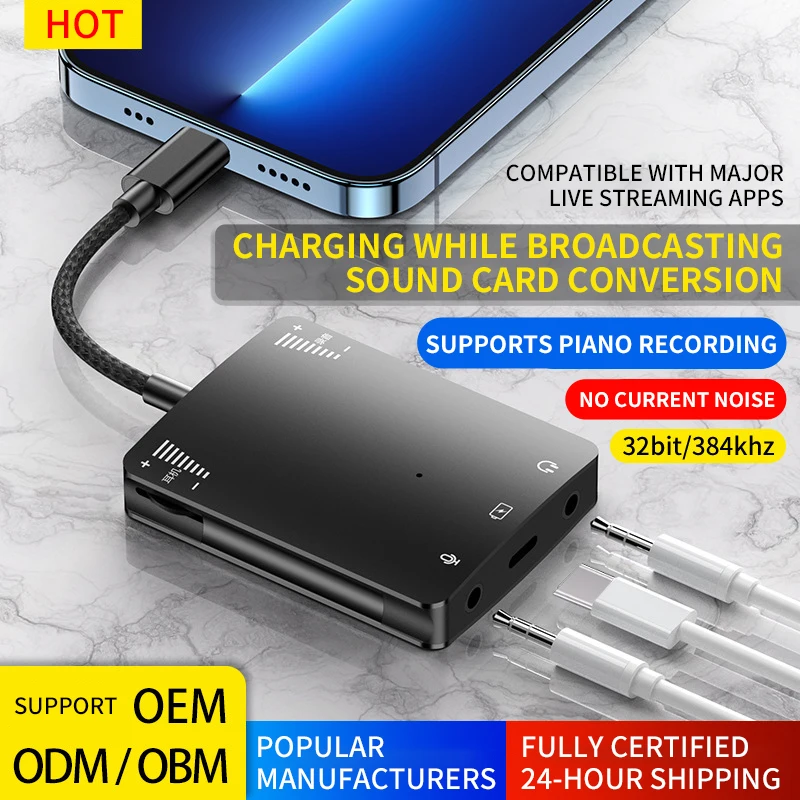 Wireless CarPlay Adapter USB Type-C To 3.5mm o Jack Converter Stereo Sound Adapter Mobile Live Broadcast Recording