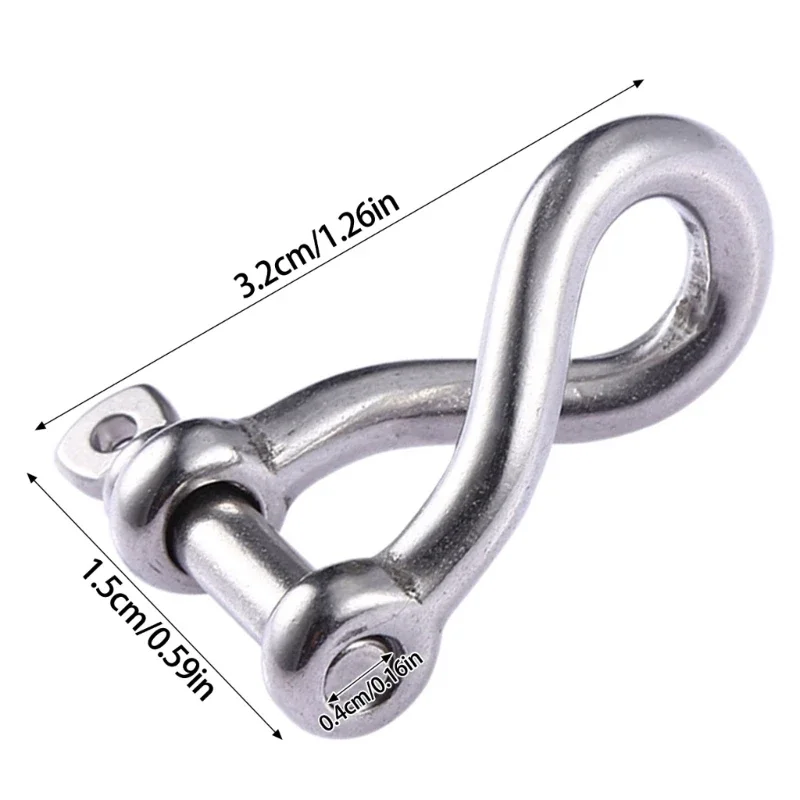 4mm 316 Stainless Steel Twisted Shackle with Screw Pin, Heavy Duty Boat Rigging 2PCS Marine Hardware