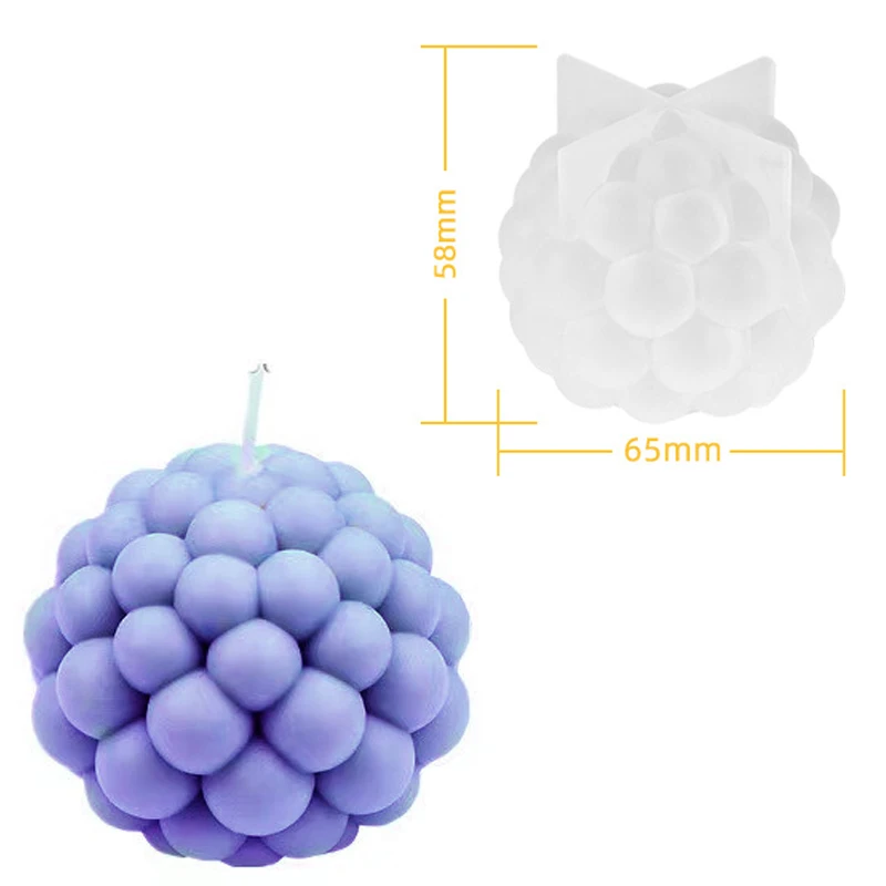 Cube Bubble Ball Candle Wax Mold Geometric Epoxy Resin Soap Gypsum Chocolate Mould Handmade Soy Candle Making Fondant Molds Tool