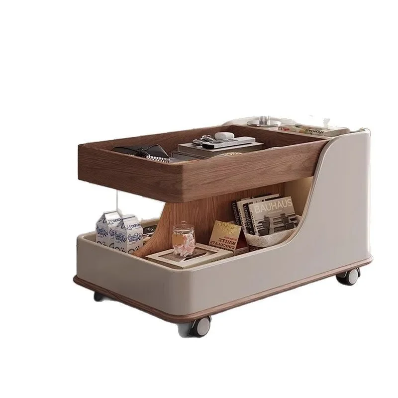 

apartment, movable sofa side trolley, rock slab multi-functional lifting, solid wood creative living room for home use