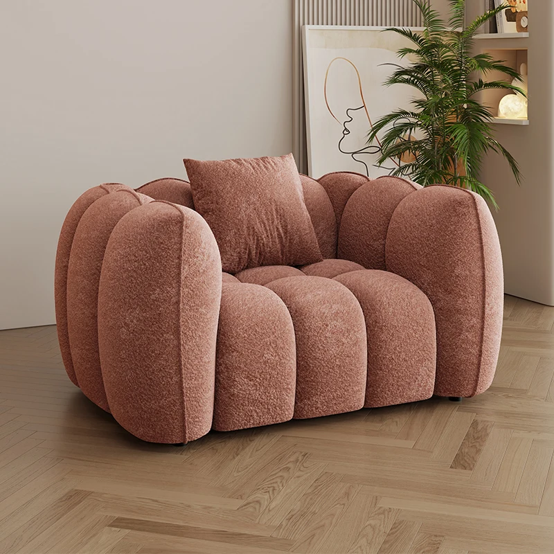 French Cream Style Pumpkin Sofa Comfortable Designer Lazy Sectional Sofa Single Straight Row Internet Celebrity Lazy Fabric