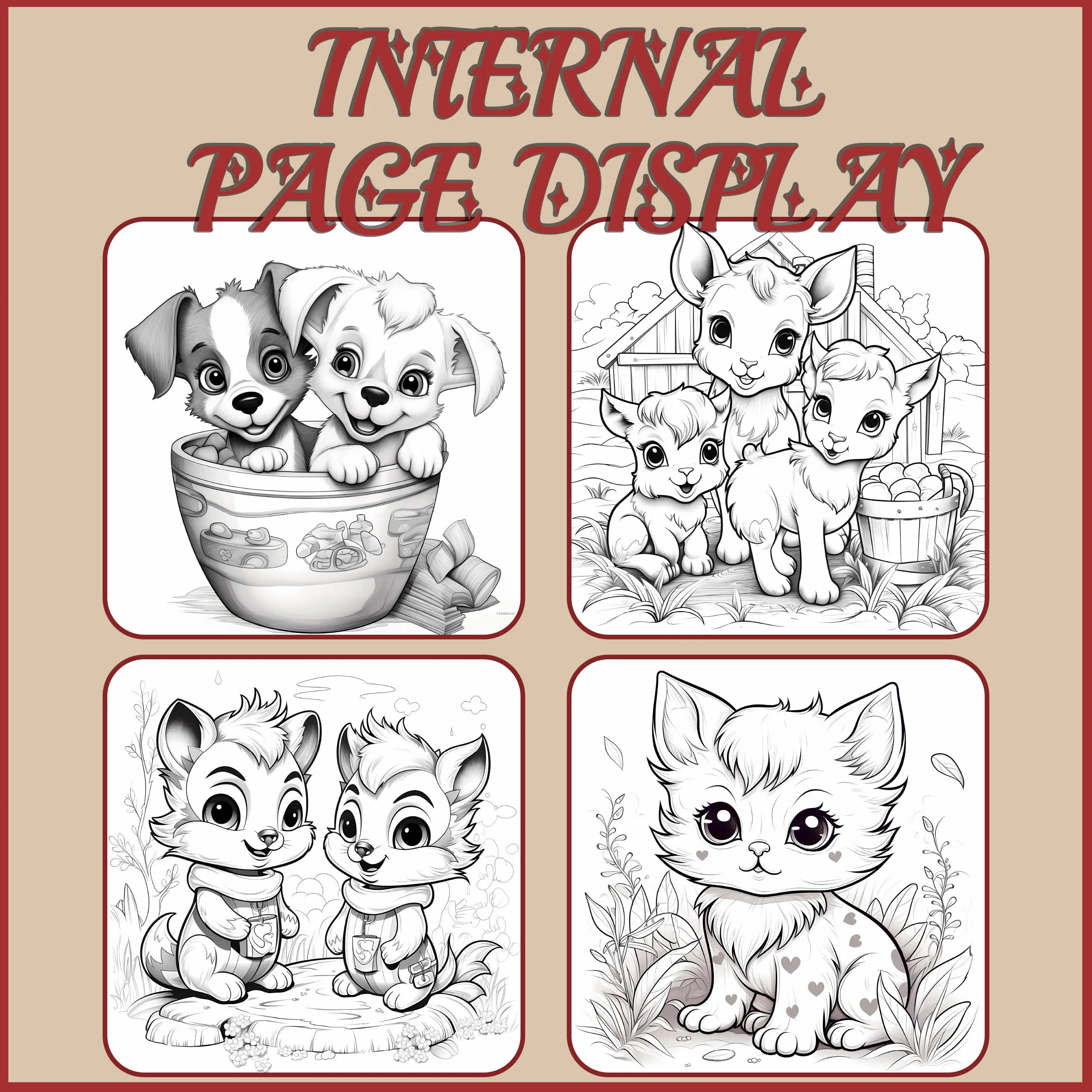 Cute Animal Adult Picture Book – 20 Pages of Adorable Animal Line Art for Relaxation and Color Practice