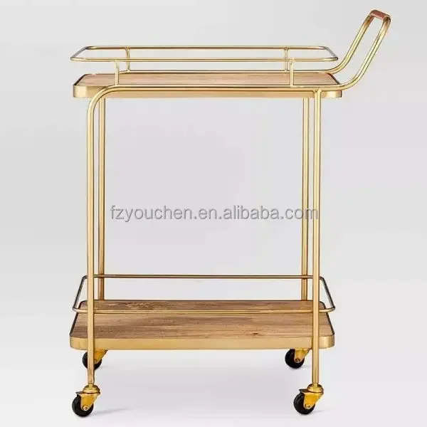 Luxury hotels marble drink trolley glass metal bar carts wine carts for home dinning carts