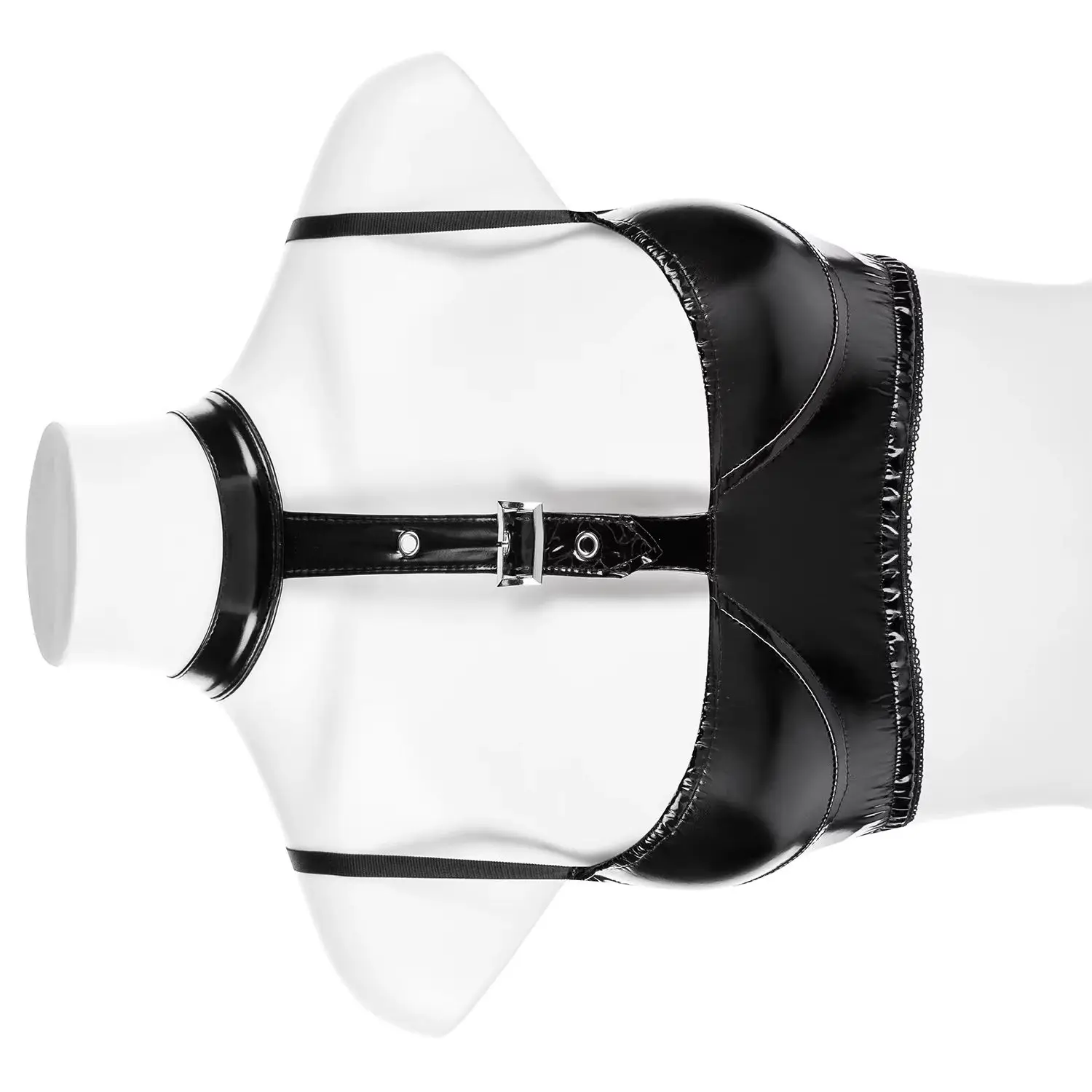 

Женский лиф S-3XL с лямкой на шее, блестящий бюстье из искусственной кожи, топ, сексуальная клубная одежда, спортивный бюстгальтер на бретелях, регулируемый корсет