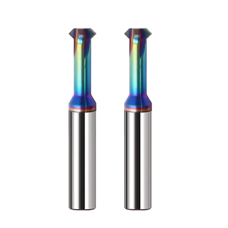 AZZKOR Tungsten Steel Carbide HRC60 Upper And Lower Chamfering Milling Cutter Colorful Coating CNC Mechanical End Mil Tools