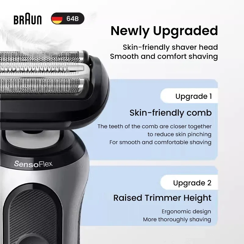 Braun kepala pencukur 64B, dengan alat pencukur kulit sensitif, pengganti Foil Cutter 3 pisau mengambang untuk Braun Series 6 6 Pro pisau cukur elektrik