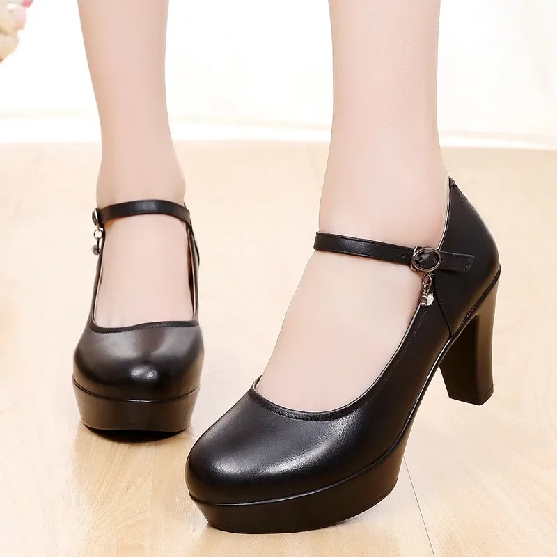 

Genuine Leather Women Heels Shoes Woman Office Shoes Women's Loafers Mary Jane Ladies Shoes Platform Heels Luxury Pumps Designer