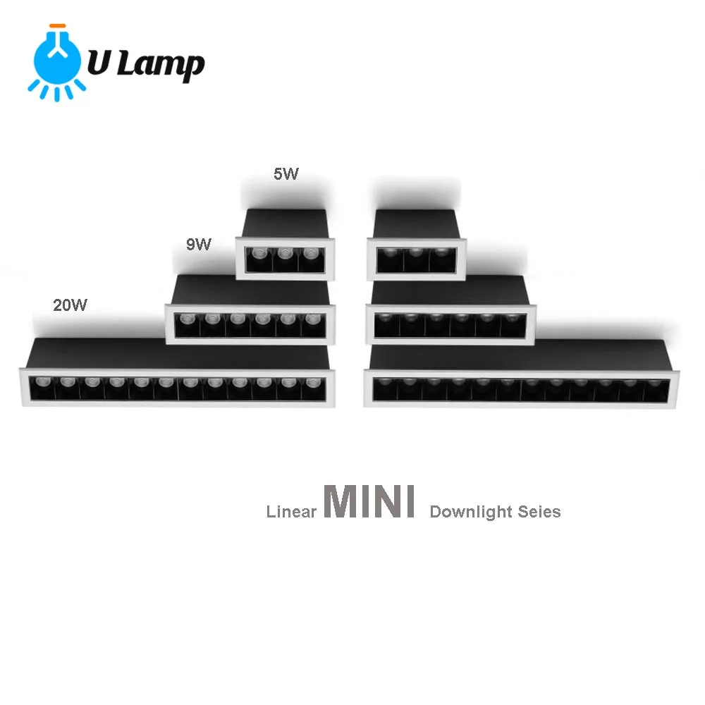 

Square Linear Mini LED Spotlight Small Embedded Light 9W for Room Office Grille Lights Indoor Decoration Lighting