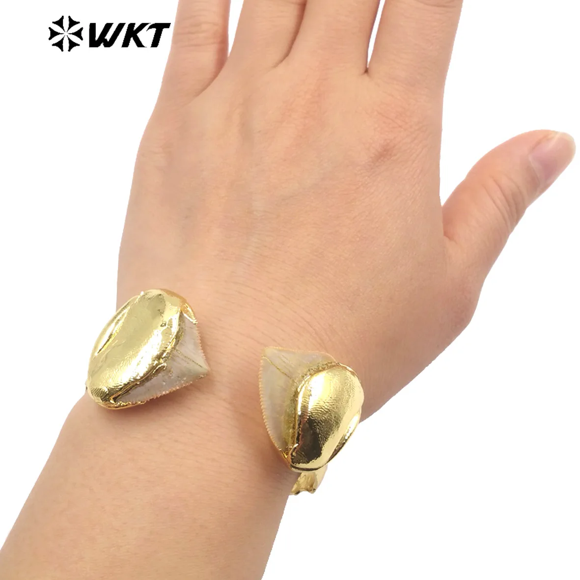 

WT-B635 Удивительный WKT Эксклюзивный образец зубов браслет из настоящего золота 18 карат INS популярный стильный женский браслет регулируемый