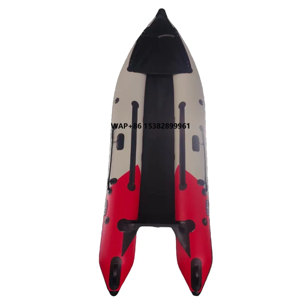 430cm 14' High-Pressure Air Deck Floor Inflatable Kaboat 4-Person Inflatable Kayak Transom Durable Kayak for Paddling Adventures