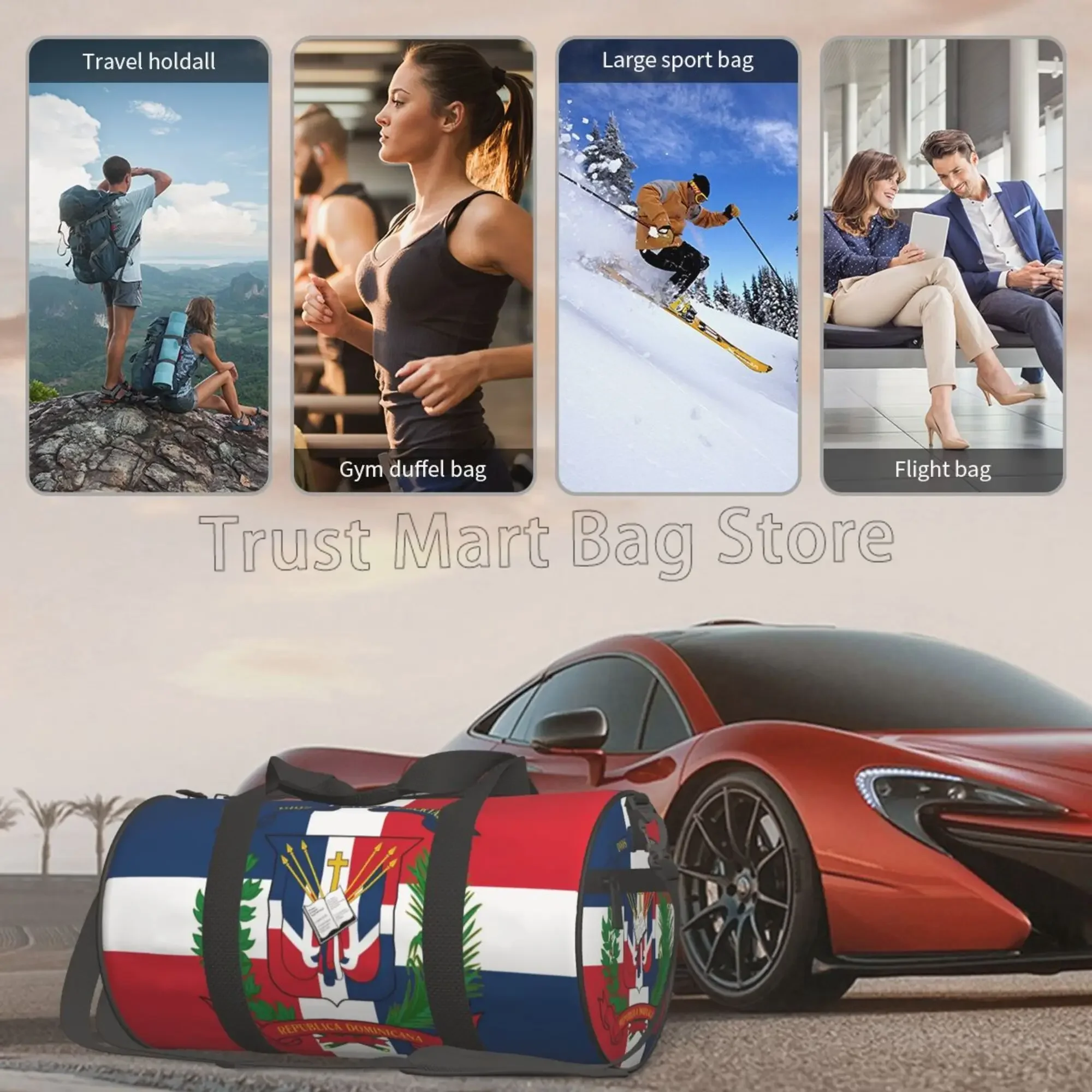 도미니카 공화국 국기 여행 더플 숄더 백 요가 체육관 피트니스 가방 캔버스 주말 가방 스포츠 토트