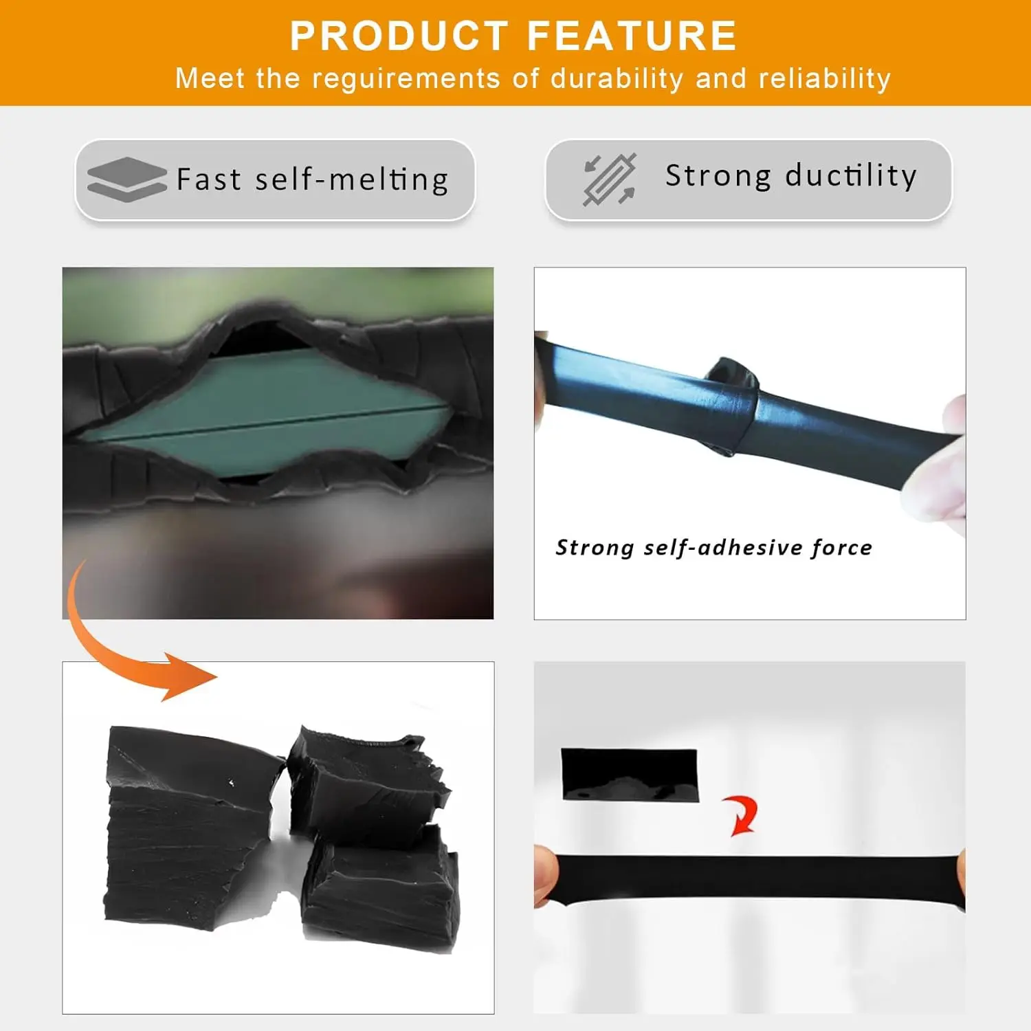 Self Adhesive Silicone Tape, Pipeline Repair Tape, Heavy-Duty Leak Proof Silicone Pipeline Tape, Emergency Pipeline Repair Tape