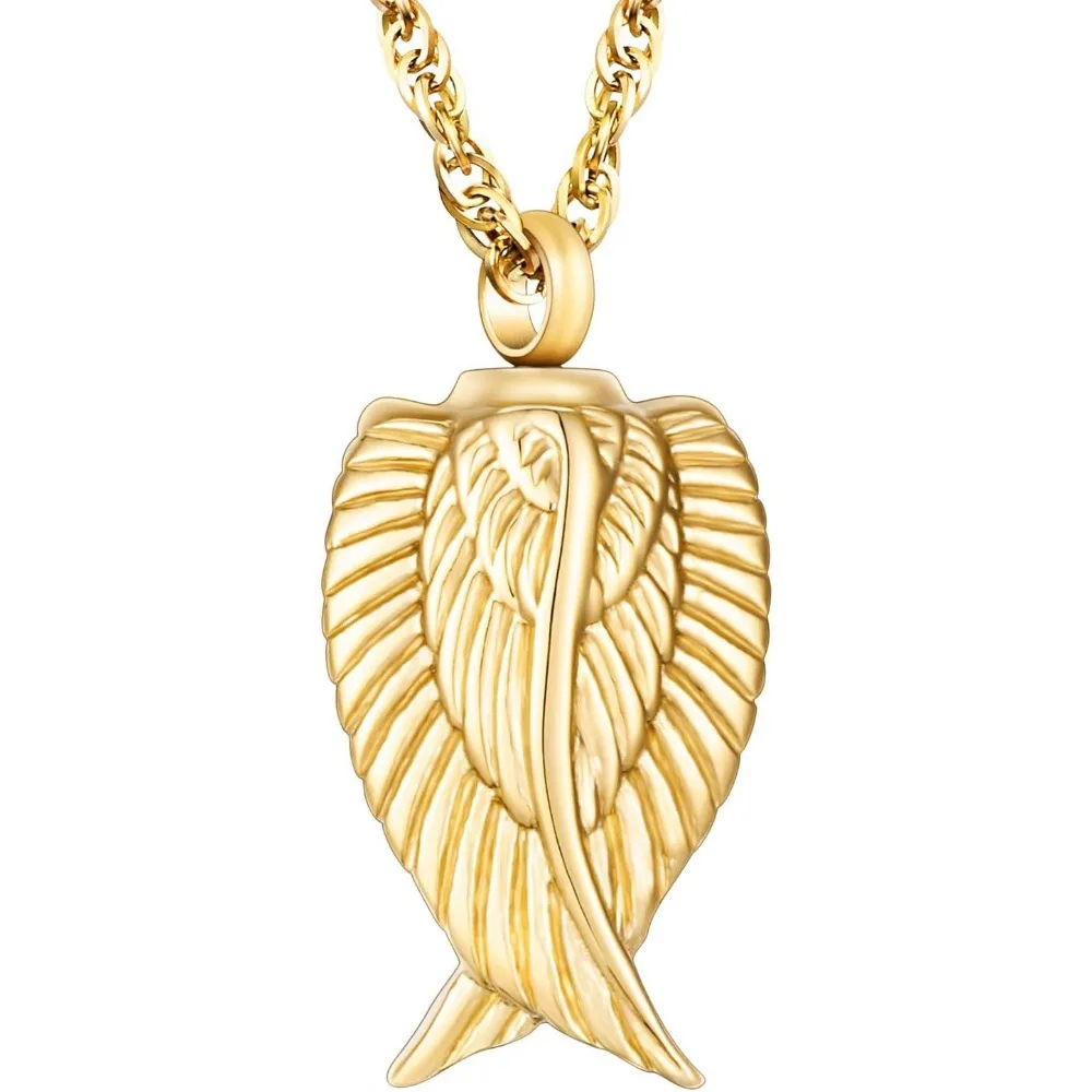 

Angel Wing Cremation Necklace for Ashes Stainless Steel Urn Pendant Ashes Holder Memorial Jewelry-I’m Here WATCHING Over You