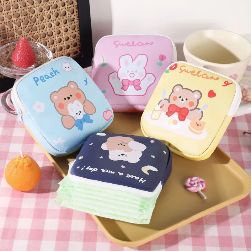 

Mickey Mouse Girl Sanitary Napkin Storage Bag Cute Portable Small Mini Ins Girl Portable Student Storage Bag Cartoon Mickey