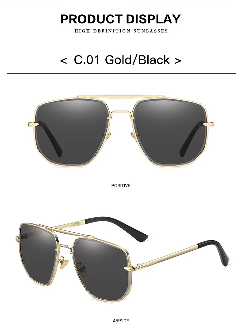 Heißer Verkauf Sonnenbrille Männer Platz Doppel Strahl Mode Dradient Brillen Retro Marke Driving Shades Klassische Gläser UV400 – Detail 1