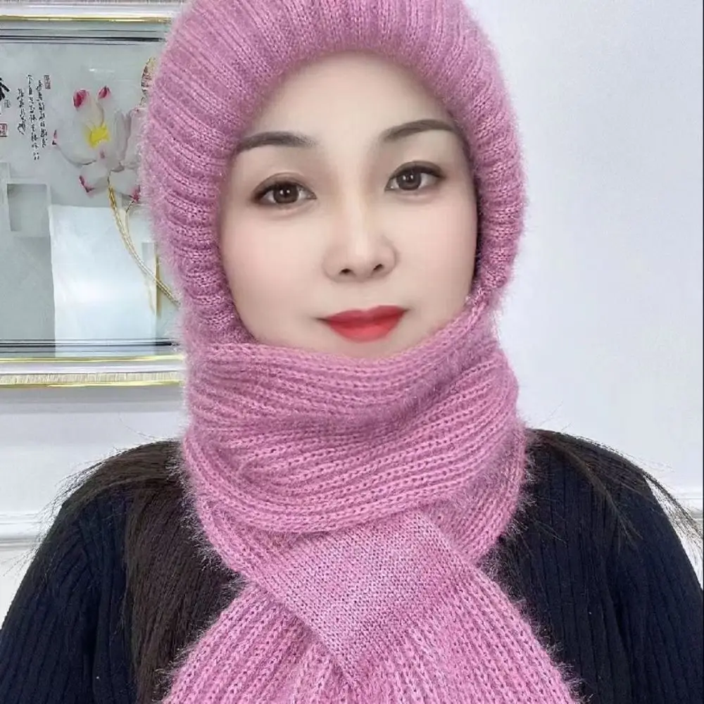 

Fashion Neck Warmer Winter Integrated Cap Scarf Windproof Knitted Ear Protection Hat Thickened Soft Beanie Hat Scarf Outdoor