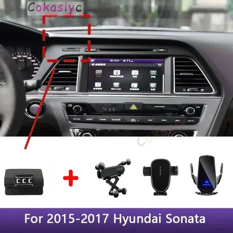 현대 소나타 LF 2015 2016 2017 2018 2019 차량용 휴대폰 거치대 특수 고정 브래킷 베이스, 무선 충전 마운트 액세서리