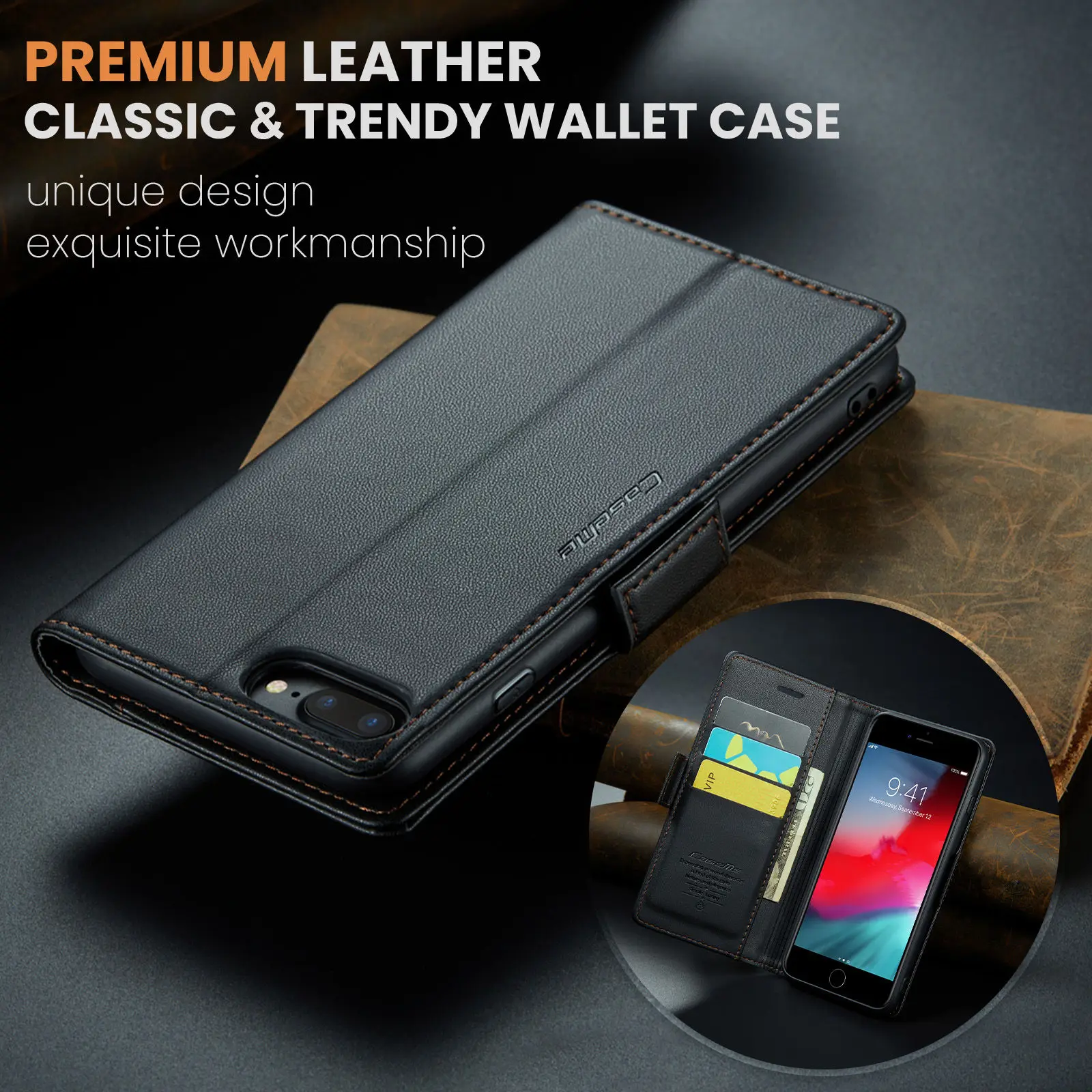 CaseMe Wallet Case for iPhone XS Max XR 8/7/6 Plus SE 2022 Magnetic Credit Card Holder Premium PU Leather Flip Case Cover