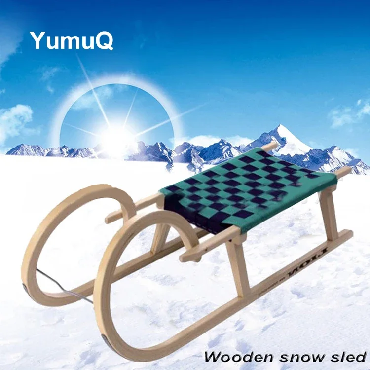 Toboggan Steerable Sand Winter Foam Wood Sledding Snow Game Wagon Sleds Plastic Sledges Straps