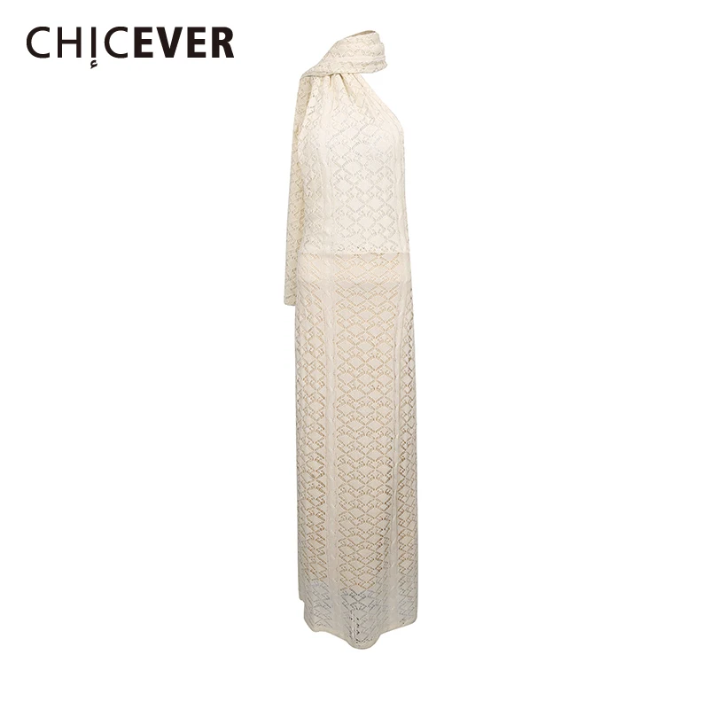 

CHICEVER однотонное элегантное платье с бретелькой на шее, женские утягивающие платья без рукавов в пляжном стиле, летняя мода, новинка