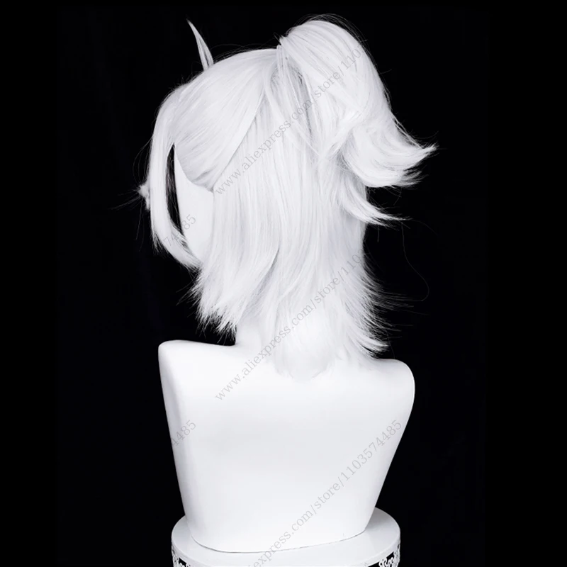 Game Rice Luca Balsa Cosplay Wig 40cm Long Silver White Heat Resistant Synthetic Hair