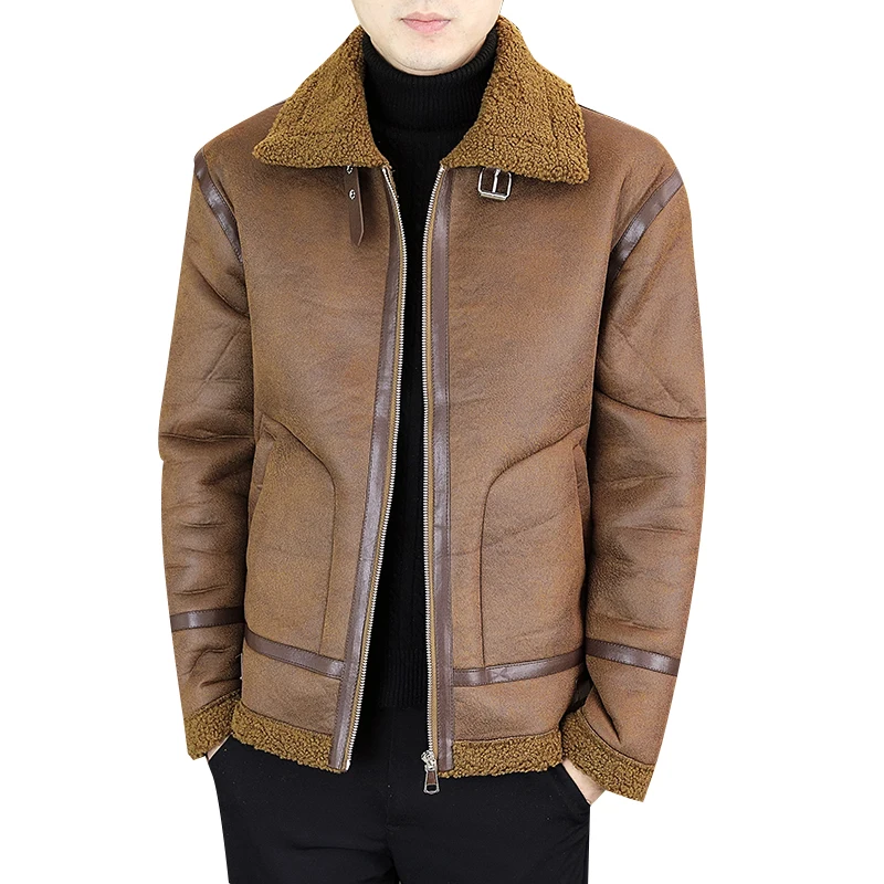 2023 Winter Motorcycle Leather Jacket Men Plus Velvet Padded Warm Fur integrated Leather Jacket Casual Business Overcoat M-3XL