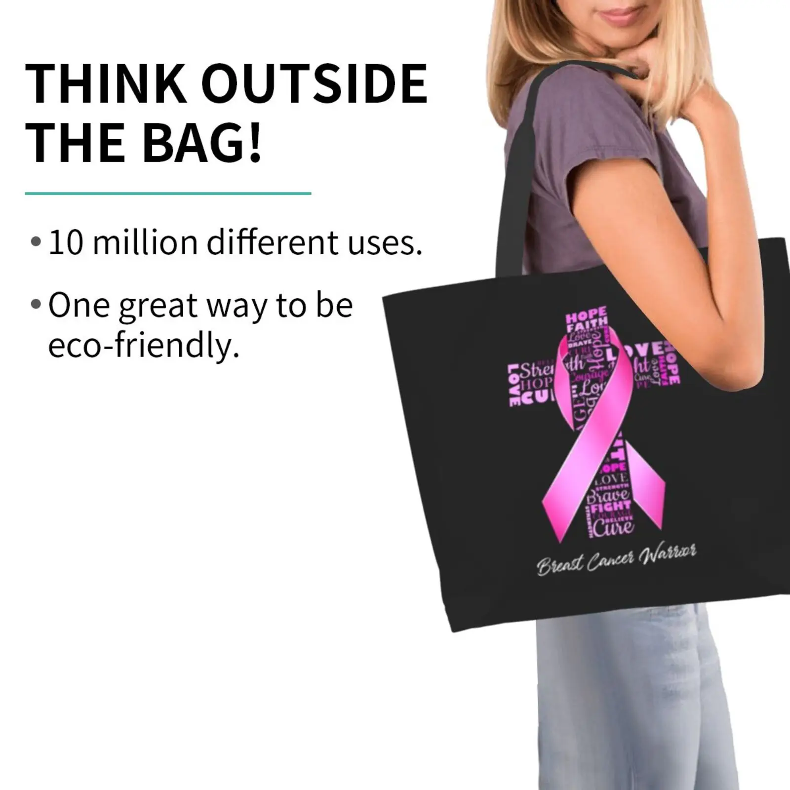 Breast Cancer Survivor Gifts for Women Tote Beach Bag Shopping Bag for Women Nurse Home Breast Cancer Awareness Party Supplies