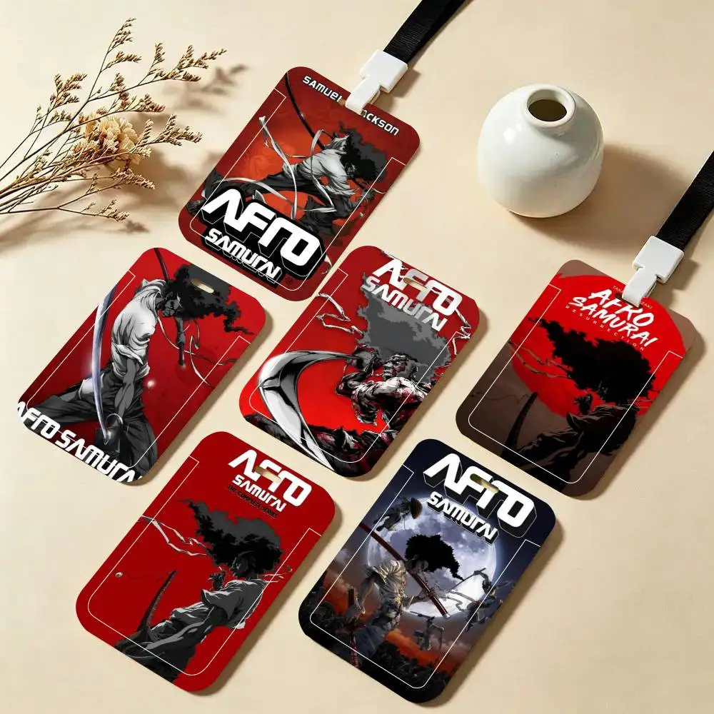Afro Samurai ID Card Holder Neck Strap Pendant Door Badge Holder Lanyards Keychain Work Credential Case Gift view 2