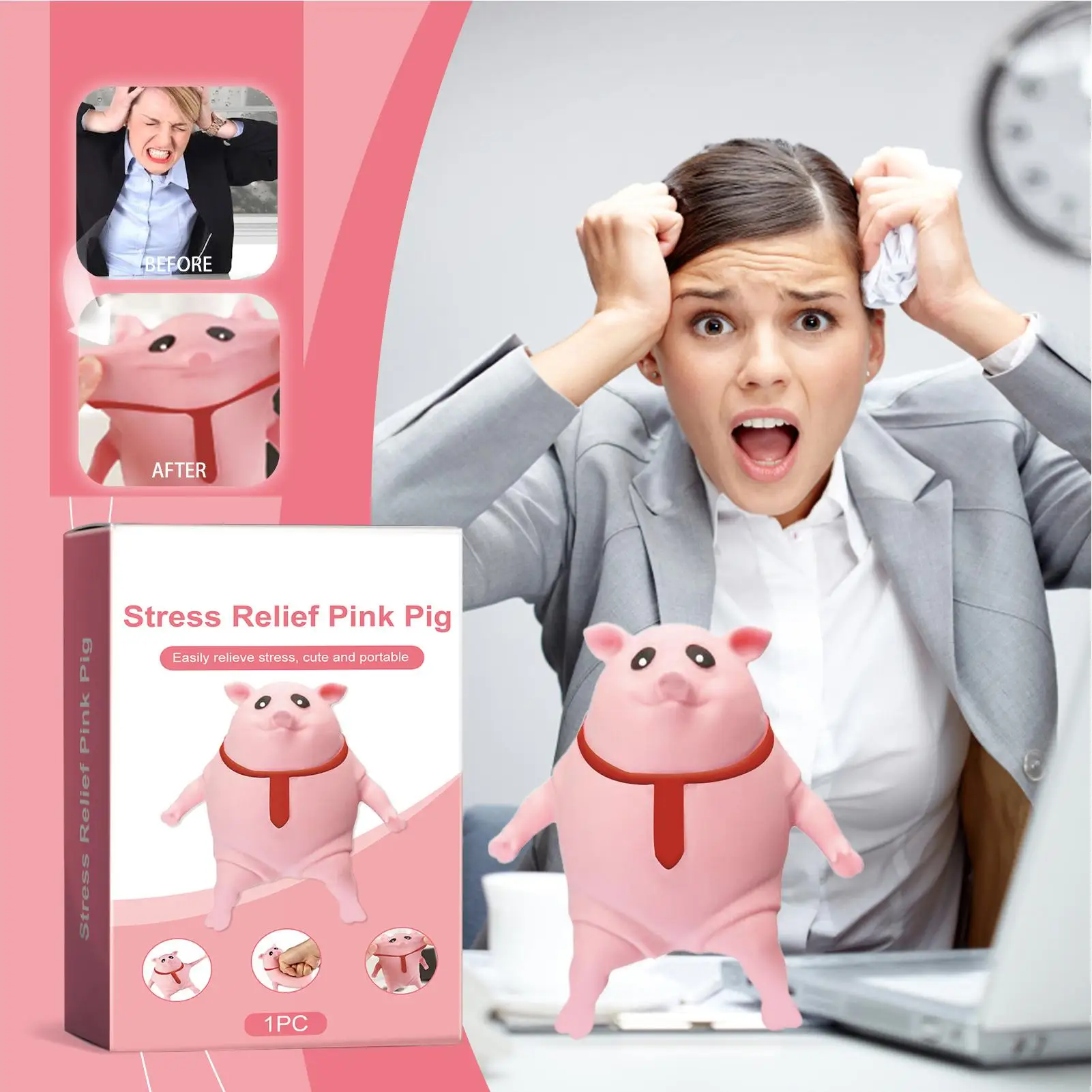 Jouet à presser pour animaux de ferme mignons, conception de cravate rouge en caoutchouc, poupée de pincement, jouets de décompression, cadeau de modèle Animal anti-Stress pour enfants