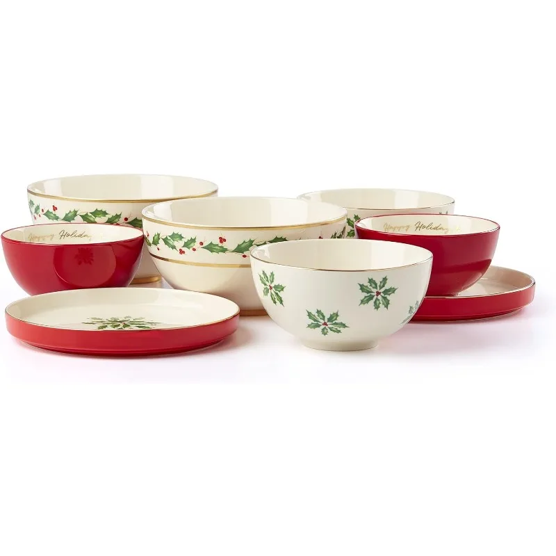 Placa e tigela conjunto, feriado, 12 pcs