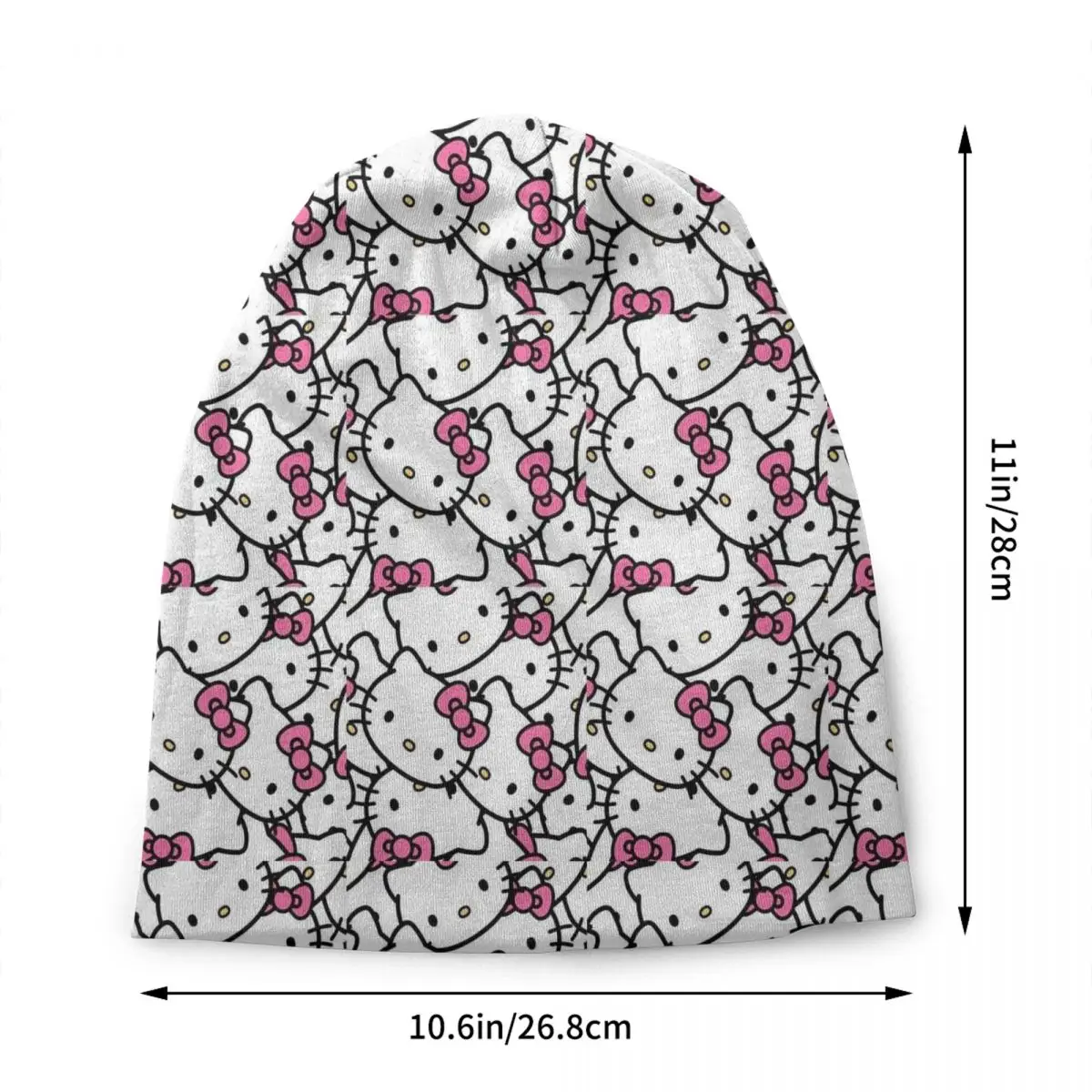 Custom Hello Kitty Skullies Beanies Caps Unisex Winter Warm Knitting Hat  Fashion Adult Cartoon Bonnet Hats Outdoor Ski Cap