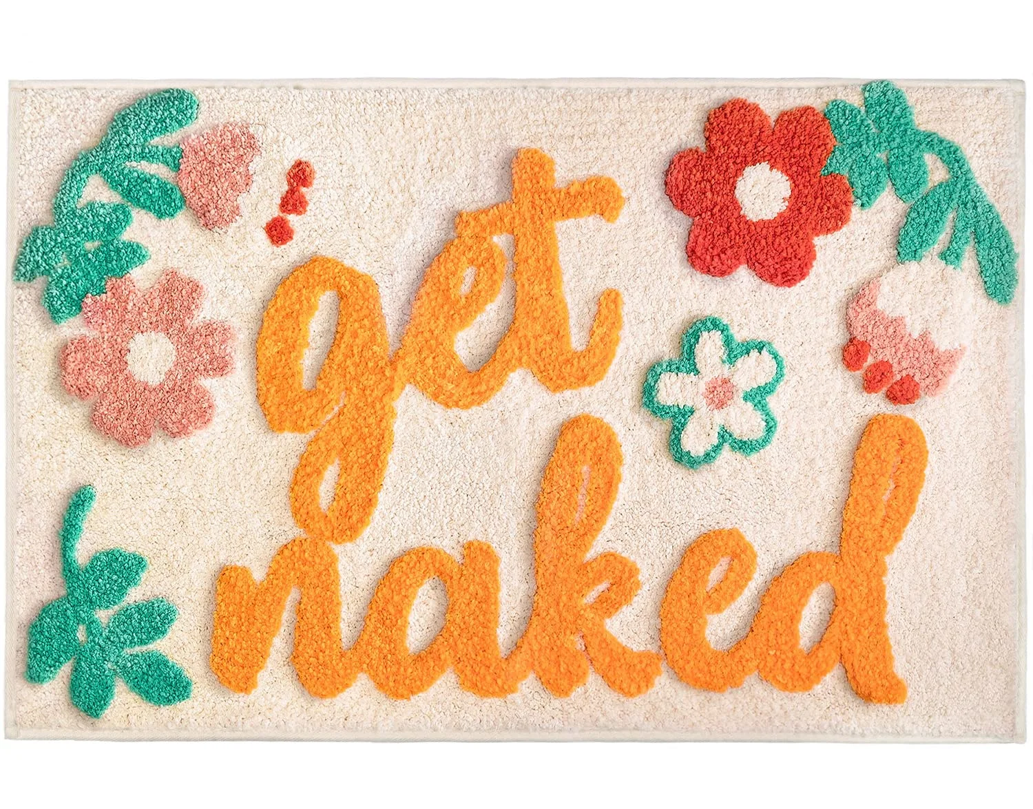 VIKAMA Get Naked Bath Mat، أصفر، مضحك لطيف لديكور الحمام، سجادة ناعمة من الألياف الدقيقة غير قابلة للانزلاق وقابلة للغسل في الغسالة ومقاومة للماء