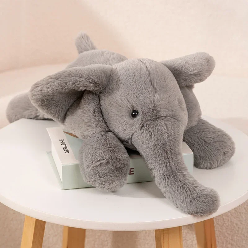 45/60CM Furry Lying Elephant Plush Toys Stuffed Animal Doll Cute Gray White Brown Elephant Soft Pillow Cushion Sofa Decoration