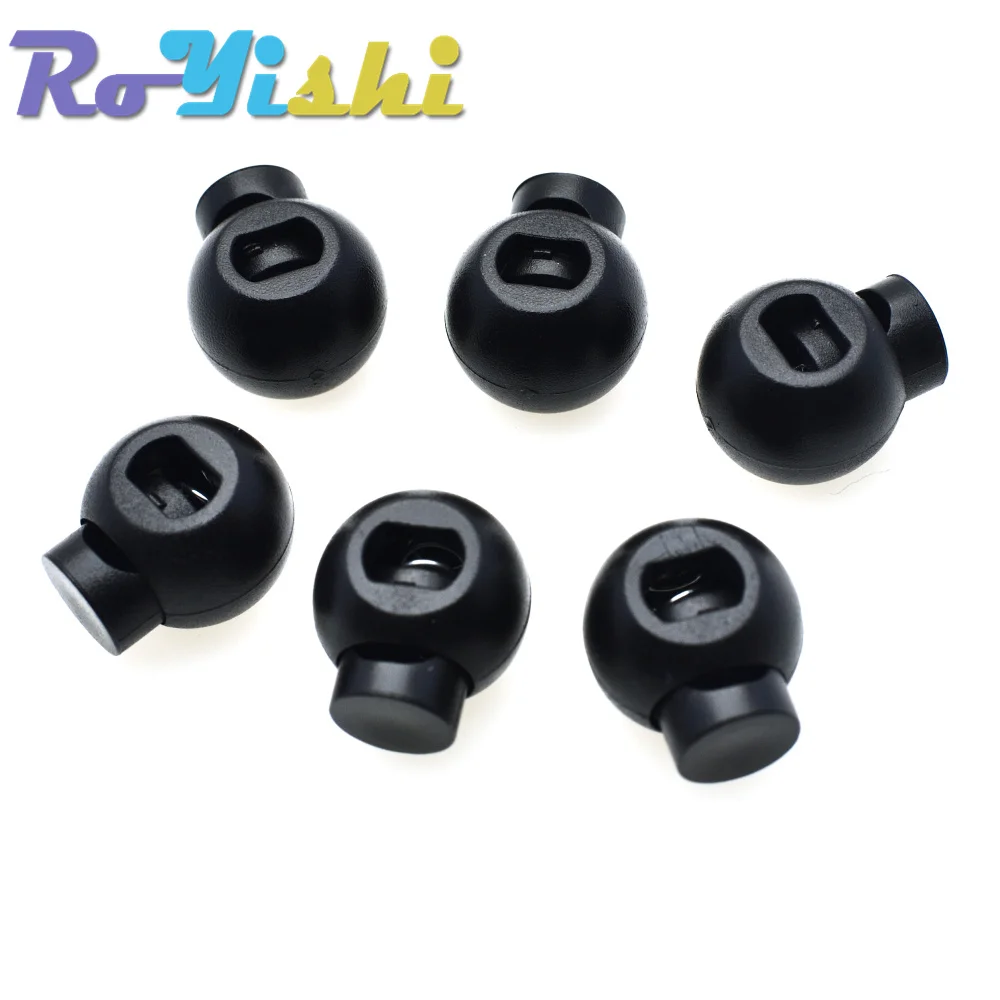 10 Pcs/Pack Cord Lock Round Ball Toggle Stopper Plastic Size:17mm*14.5mm*12mm Toggle Clip Black