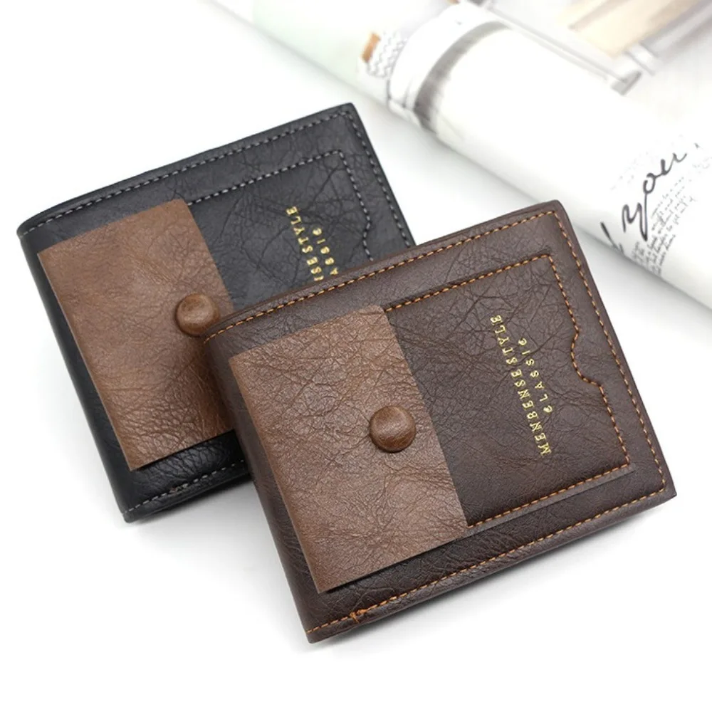 Fashion Vintage Men's Short Wallet Multi-position Classic PU Card Bag Thin Multi-function Leather Coin Pocket Outdoor