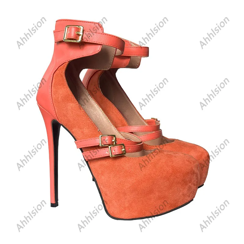 Ahhlsion اليدوية جديد وصول المرأة الصيف مضخات مثير الخنجر الكعوب جولة تو جميلة الفوشيه أحذية الحفلات السيدات الولايات المتحدة حجم 5-20 #4